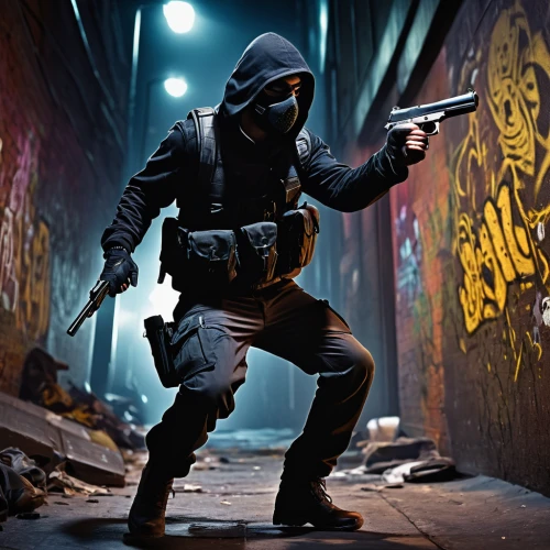 assassin,bandit theft,man holding gun and light,vigil,mute,balaclava,swat,raven rook,mobile video game vector background,merc,robber,agent 13,assassins,dissipator,jackal,shooter game,male mask killer,agent,mercenary,ballistic vest,Art,Artistic Painting,Artistic Painting 49