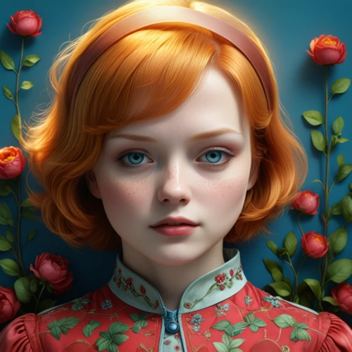clementine,eglantine,fantasy portrait,flora,alice,princess anna,fairy tale character,girl in flowers,redhead doll,pixie-bob,marguerite,nora,cinderella,vanessa (butterfly),madeleine,child portrait,angelica,world digital painting,hyacinth,rosa 'the fairy,Photography,General,Realistic