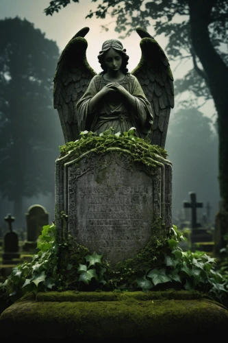 weeping angel,resting place,angel of death,life after death,grave stones,memento mori,fallen angel,tombstones,burial ground,mourning swan,forest cemetery,grave arrangement,grave light,cemetary,headstone,mortality,gravestones,graveyard,children's grave,sepulchre,Art,Artistic Painting,Artistic Painting 28