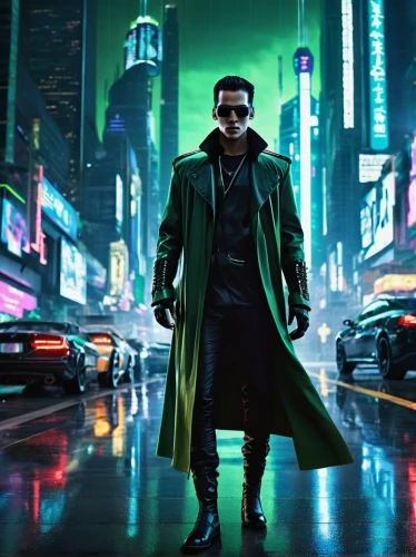 matrix,riddler,cyberpunk,matrix code,overcoat,spy visual,green jacket,sci fiction illustration,black city,cg artwork,spy,supervillain,3d man,long coat,spy-glass,joker,alter ego,blade,coat,hd wallpaper,Conceptual Art,Daily,Daily 03