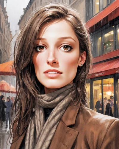 world digital painting,city ​​portrait,woman at cafe,photo painting,photoshop manipulation,young woman,woman face,romantic portrait,woman shopping,fashion vector,the girl's face,oil painting on canvas,woman's face,female model,girl in a long,girl portrait,parisian coffee,women's eyes,image manipulation,italian painter,Digital Art,Comic