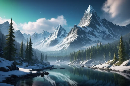 snowy mountains,snowy peaks,fantasy landscape,landscape background,mountain landscape,snow landscape,mountain scene,winter background,snow mountains,salt meadow landscape,northrend,world digital painting,snowy landscape,mountainous landscape,winter landscape,ice landscape,moraine,skyrim,fantasy picture,mountains snow,Art,Classical Oil Painting,Classical Oil Painting 08