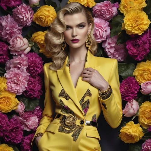 yellow roses,flower wall en,gold yellow rose,yellow purse,yellow rose,yellow jumpsuit,versace,yellow rose background,flower gold,golden flowers,agent provocateur,gold-pink earthy colors,with roses,vintage floral,femininity,menswear for women,yellow color,with a bouquet of flowers,yellow flowers,floral,Photography,Fashion Photography,Fashion Photography 01