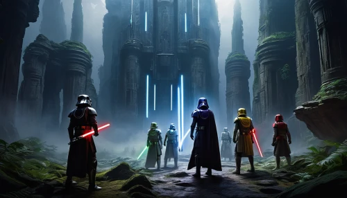 cg artwork,star wars,rots,starwars,hall of the fallen,darth talon,empire,dark world,cabal,guards of the canyon,council,the order of the fields,concept art,jedi,lightsaber,wizards,imperial,monks,sci fiction illustration,republic,Art,Classical Oil Painting,Classical Oil Painting 19