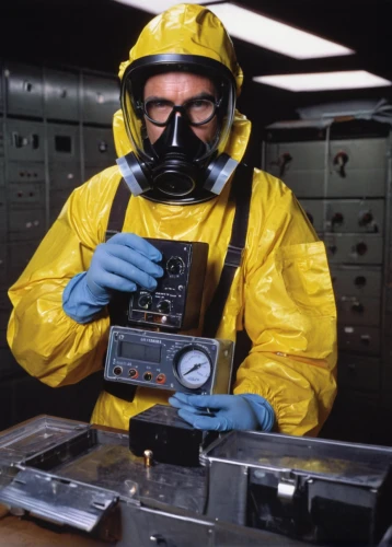 hazmat suit,protective suit,chemical disaster exercise,personal protective equipment,asbestos,respirators,protective clothing,respirator,chemical container,chemical laboratory,radioactivity,laboratory equipment,tape drive,forensic science,laboratory flask,respiratory protection,portable communications device,chemical engineer,electronic waste,ventilation mask,Photography,Black and white photography,Black and White Photography 12