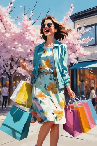 shopping icon,woman shopping,shopper,fashion vector,shopping venture,shopping street,shopping bags,shopping icons,fashion street,shopping bag,consumerism,cheery-blossom,japanese sakura background,girl in flowers,floral japanese,the cherry blossoms,woman walking,paris shops,shopping,women fashion,Art,Artistic Painting,Artistic Painting 24
