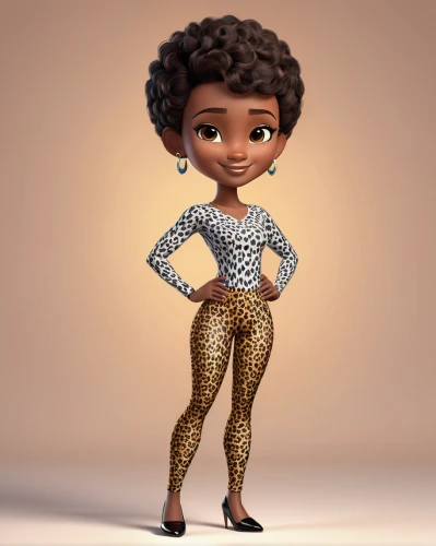 tiana,african american woman,nigeria woman,cheetah,cute cartoon character,agnes,african woman,black woman,afro-american,animated cartoon,afro american girls,rockabella,cartoon character,afro american,coco,moana,queen bee,maria bayo,afroamerican,benin,Unique,3D,3D Character