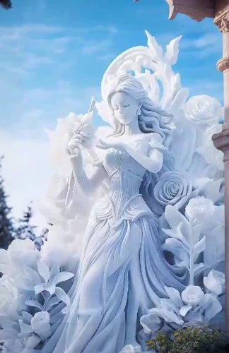 white rose snow queen,ice queen,the snow queen,eternal snow,glory of the snow,father frost,goddess of justice,winterblueher,cg artwork,angel statue,suit of the snow maiden,mother earth statue,elsa,white temple,winter background,eros statue,the fan's background,infinite snow,frost,garuda