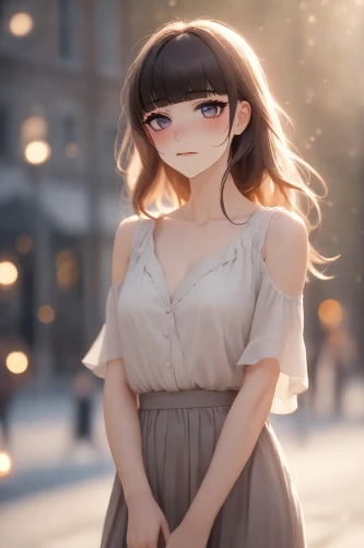 bokeh effect,background bokeh,white winter dress,winter dress,honmei choco,romantic portrait,b3d,anime girl,anime 3d,dress doll,anime japanese clothing,fashion doll,portrait background,cinnamon girl,bokeh,a girl in a dress,fashionable girl,girl portrait,3d rendered,girl in a long,Photography,Cinematic