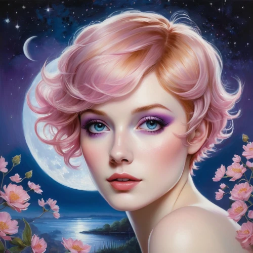 fantasy portrait,sky rose,horoscope libra,romantic portrait,blue moon rose,eglantine,fantasy art,mystical portrait of a girl,rosa 'the fairy,zodiac sign libra,fae,romantic look,pink beauty,rosa ' the fairy,pixie-bob,virgo,world digital painting,wild rose,fantasy picture,venus,Illustration,Realistic Fantasy,Realistic Fantasy 16