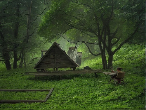 house in the forest,wooden hut,green forest,farmer in the woods,forest landscape,forest background,happy children playing in the forest,fairy house,iron age hut,fantasy picture,green landscape,world digital painting,studio ghibli,forest chapel,hobbit,japan landscape,home landscape,fairy forest,idyll,forest,Photography,Documentary Photography,Documentary Photography 22