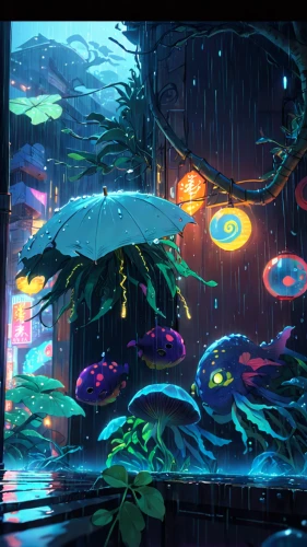 aquarium,aquariums,underwater oasis,fish tank,fish pond,underwater background,underwater playground,aquarium decor,acquarium,aquarium lighting,rain forest,umbrellas,fishes,aquaculture,tropical fish,koi pond,underwater world,mushroom landscape,rainwater,rainstorm,Anime,Anime,Traditional