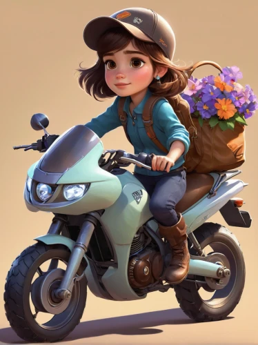 flower delivery,motorbike,floral bike,motorcycle,flower cart,girl picking flowers,courier,flower car,girl with a wheel,flowers in wheel barrel,delivery service,motor-bike,courier driver,flower basket,countrygirl,agnes,toy motorcycle,biker,motorcyclist,motor scooter,Conceptual Art,Fantasy,Fantasy 12