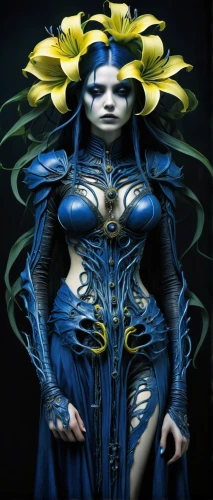 blue enchantress,bodypainting,widow flower,body painting,neon body painting,bjork,elven flower,blue chrysanthemum,bodypaint,the enchantress,biomechanical,medusa,priestess,water lotus,pollinate,apophysis,blue petals,zodiac sign libra,dryad,sacred lotus,Conceptual Art,Sci-Fi,Sci-Fi 02