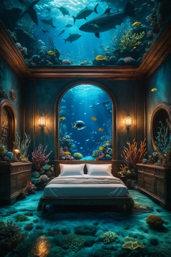 aquarium decor,ocean underwater,underwater background,underwater oasis,waterbed,under the sea,ocean floor,sleeping room,underwater landscape,under sea,underwater world,ocean paradise,underwater playground,aquarium,fish tank,undersea,aquatic life,coral reef,mermaid background,house of the sea,Photography,General,Fantasy