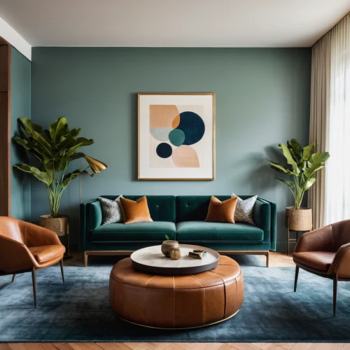 mid century modern,color circle articles,modern decor,mid century,mid century house,mid century sofa,apartment lounge,teal and orange,contemporary decor,livingroom,living room,interior design,sitting room,chaise lounge,turquoise leather,modern living room,turquoise wool,color combinations,danish furniture,the living room of a photographer,Photography,General,Natural