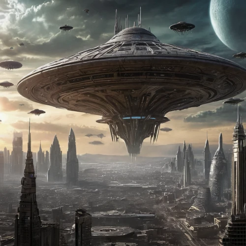 futuristic landscape,airships,sci fiction illustration,federation,sci fi,alien world,futuristic architecture,alien planet,extraterrestrial life,scifi,sci-fi,sci - fi,alien invasion,colony,sky space concept,alien ship,science fiction,ufo intercept,science-fiction,exoplanet,Conceptual Art,Sci-Fi,Sci-Fi 13
