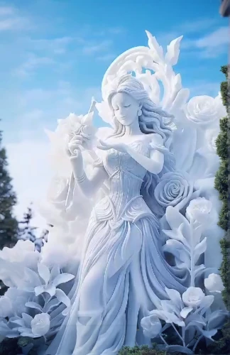white rose snow queen,the snow queen,ice queen,father frost,eternal snow,glory of the snow,winterblueher,suit of the snow maiden,goddess of justice,angel statue,infinite snow,dove of peace,winter background,mother earth statue,frost,cg artwork,elsa,snow drawing,mother earth,garuda