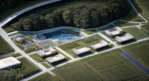 sewage treatment plant,wastewater treatment,solar cell base,hydropower plant,artificial island,3d rendering,aquaculture,fish farm,eco hotel,ski facility,swim ring,artificial islands,earthworks,infinity swimming pool,wastewater,dug-out pool,swimming pool,school design,the shrimp farm,archidaily,Landscape,Landscape design,Landscape Plan,Realistic