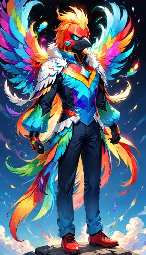 rainbow background,color feathers,macaw,phoenix rooster,rainbow color palette,scarlet macaw,rainbow unicorn,raimbow,rainbow,rainbow rabbit,full of color,rainbow colors,sunburst background,colorful background,feathers bird,rainbow clouds,light spectrum,rainbow and stars,griffon bruxellois,rainbow butterflies,Anime,Anime,Traditional