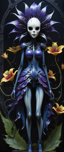 blue enchantress,faerie,widow flower,passionflower,evil fairy,the enchantress,voodoo woman,sorceress,antasy,purple passionflower,fae,faery,marionette,merfolk,dryad,passionflower caerulea,fantasy woman,dark elf,deadly nightshade,raven girl