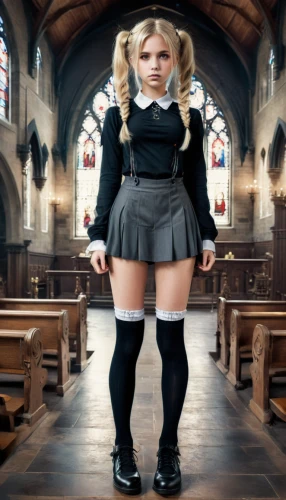 school skirt,church religion,gothic portrait,gothic fashion,gothic style,schoolgirl,church faith,nun,school uniform,gothic woman,gothic,goth subculture,blood church,goth woman,black church,religious,skort,crossdressing,the black church,worship,Conceptual Art,Fantasy,Fantasy 34