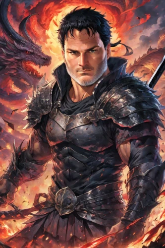 the archangel,archangel,daemon,dragon li,heroic fantasy,uriel,griffin,fire angel,dark angel,black dragon,tiberius,vane,dragon slayer,drago milenario,fire background,fantasy warrior,great wall wingle,centurion,black angel,angry man,Digital Art,Anime