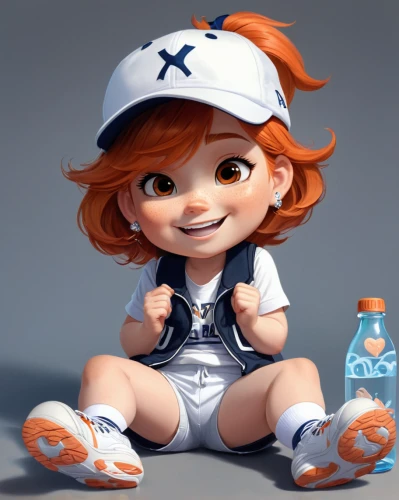 cute cartoon character,clementine,redhead doll,sports girl,cute cartoon image,baby bottle,orangina,tennis player,pubg mascot,kids illustration,ginger rodgers,girl in overalls,funko,little league,playmobil,mascot,cheerleader,wash bottle,kewpie doll,little kid,Conceptual Art,Daily,Daily 13