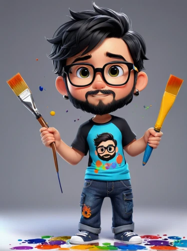 house painter,painter,illustrator,cute cartoon character,color picker,painter doll,vector illustration,kids illustration,cartoon character,painting technique,animator,italian painter,vector graphics,cinema 4d,artist portrait,cute cartoon image,3d model,meticulous painting,janitor,pencil icon,Unique,3D,3D Character