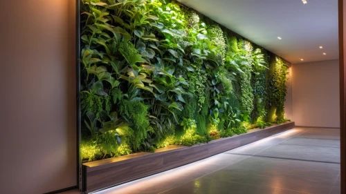 intensely green hornbeam wallpaper,flower wall en,landscape designers sydney,wall panel,garden design sydney,hanging plants,tunnel of plants,landscape design sydney,glass wall,hallway space,green plants,wall decoration,modern decor,green living,room divider,bamboo curtain,plant tunnel,wooden wall,interior design,ficus,Photography,General,Realistic