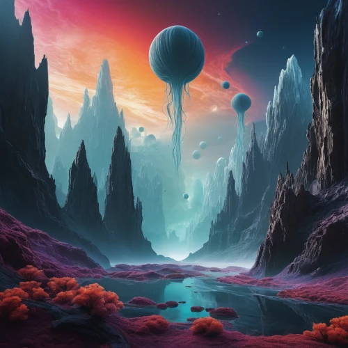 alien planet,fantasy landscape,alien world,ice planet,futuristic landscape,lunar landscape,sci fiction illustration,gas planet,fantasy picture,planet alien sky,planets,space art,planet eart,planet,world digital painting,desert planet,3d fantasy,exoplanet,vast,cosmos field,Photography,Artistic Photography,Artistic Photography 06