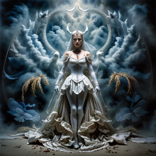 priestess,white rose snow queen,angelology,angel of death,the snow queen,dark angel,sorceress,death angel,maiden,mirror of souls,ice queen,the angel with the veronica veil,uriel,archangel,the archangel,blue enchantress,dead bride,fantasy art,queen of the night,wind rose