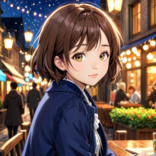 euphonium,izakaya,honmei choco,miku maekawa,portrait background,romantic portrait,shibuya,french digital background,street cafe,anime japanese clothing,piko,edit icon,clear night,cg artwork,cocoa,dusk background,starry sky,japanese sakura background,romantic look,erika,Anime,Anime,Cartoon