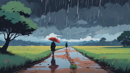 rainy season,man with umbrella,rain field,walking in the rain,monsoon,monsoon banner,rainy day,summer umbrella,the sun and the rain,rain,rainy,rains,after rain,after the rain,raindops,rainy weather,heavy rain,rainstorm,umbrellas,umbrella,Illustration,Japanese style,Japanese Style 06