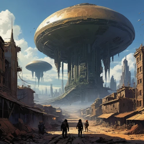 airships,futuristic landscape,colony,sci fiction illustration,scifi,post-apocalyptic landscape,sci fi,science fiction,sci-fi,sci - fi,alien planet,science-fiction,alien world,human settlement,concept art,airship,compans-cafarelli,travelers,gas planet,dystopian,Conceptual Art,Sci-Fi,Sci-Fi 01