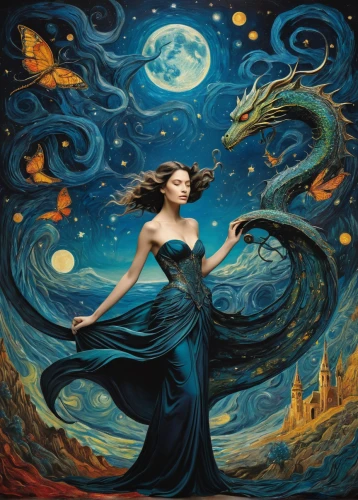 fantasy art,blue enchantress,fantasy picture,the zodiac sign pisces,blue moon rose,queen of the night,celtic woman,sorceress,blue moon,the night of kupala,the enchantress,fantasy woman,mother earth,moon phase,zodiac sign libra,horoscope libra,harmonia macrocosmica,constellation swan,mystical portrait of a girl,horoscope pisces,Photography,Fashion Photography,Fashion Photography 21