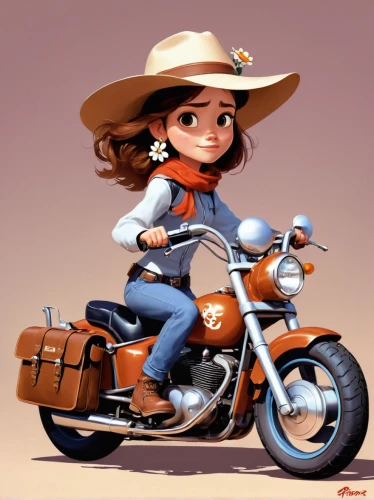 motorbike,cowgirl,vector girl,motorcycle,countrygirl,motorcycles,travel woman,retro girl,vector illustration,courier,courier driver,scooter riding,motor scooter,park ranger,sheriff,moped,biker,western riding,cute cartoon image,toy's story,Conceptual Art,Fantasy,Fantasy 07
