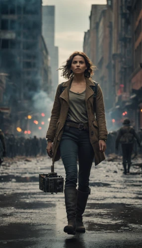 post apocalyptic,dystopian,katniss,digital compositing,sprint woman,apocalyptic,fury,female hollywood actress,fatayer,divergent,apocalypse,girl walking away,woman holding gun,strong woman,post-apocalypse,plus-size model,woman walking,woman fire fighter,lost in war,strong women,Photography,General,Cinematic