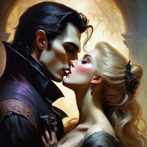 romance novel,amorous,gothic portrait,vampires,romantic portrait,vampire woman,vampire lady,fairy tale,fantasy picture,a fairy tale,vampire,forbidden love,dance of death,fantasy art,fairy tales,lovers,hot love,ballroom dance,fairytales,fairytale characters,Illustration,Realistic Fantasy,Realistic Fantasy 16