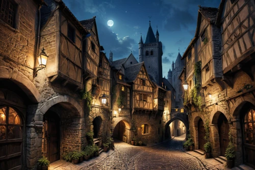 medieval street,hogwarts,medieval town,medieval architecture,3d fantasy,the cobbled streets,fairy tale castle,gothic architecture,fantasy city,fairy tale,fairytale castle,fantasy world,hamelin,fantasy picture,rothenburg,medieval,fairytale,a fairy tale,fantasy landscape,mont st michel,Conceptual Art,Fantasy,Fantasy 11