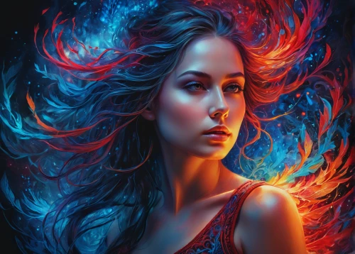 fire artist,fantasy portrait,mystical portrait of a girl,burning hair,fire dancer,fantasy art,world digital painting,flame spirit,fire angel,digital painting,digital art,firebird,flame of fire,fiery,fire and water,fire background,fire siren,fire-eater,blue enchantress,digital artwork,Photography,General,Fantasy