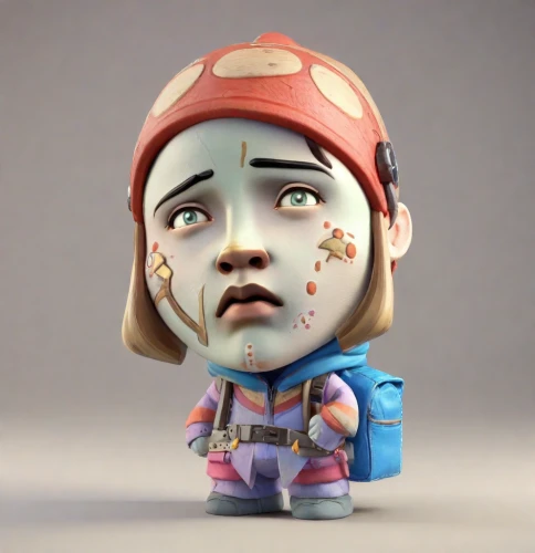 clementine,clay doll,3d model,3d figure,clay animation,game figure,laika,zombie,nora,3d render,pubg mascot,smurf figure,scandia gnome,child crying,valentine gnome,painter doll,collectible doll,character animation,3d rendered,doll head,Digital Art,3D