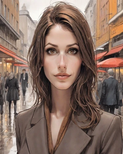 city ​​portrait,world digital painting,woman at cafe,the girl at the station,girl portrait,young woman,oil painting on canvas,oil painting,woman shopping,the girl's face,romantic portrait,art painting,girl in a long,parisian coffee,woman walking,portrait of a girl,woman thinking,sci fiction illustration,italian painter,photo painting,Digital Art,Comic