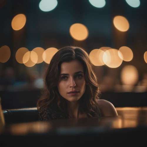 woman at cafe,bokeh,bokeh lights,background bokeh,scene lighting,girl sitting,waitress,woman sitting,young woman,bokeh hearts,pianist,candlelights,sofia,romantic portrait,emily,the girl at the station,passenger,portrait of a girl,girl in car,girl studying,Photography,General,Cinematic