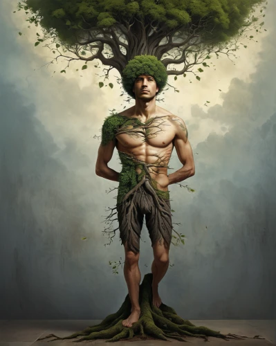 tree man,rooted,arborist,forest man,nature and man,tree of life,the roots of trees,tree thoughtless,mother earth,gardener,sacred fig,sapling,dryad,bodhi tree,fig tree,mother nature,money tree,deforested,ficus,flourishing tree,Illustration,Abstract Fantasy,Abstract Fantasy 18
