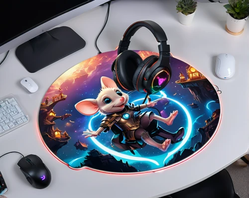 mousepad,lab mouse icon,computer mouse,playmat,lab mouse top view,mouse bacon,mouse,jerboa,wireless mouse,mice,wireless headset,headset,apple desk,headphone,listening to music,disc jockey,music background,twitch icon,mouse silhouette,musical rodent,Illustration,Realistic Fantasy,Realistic Fantasy 02