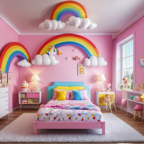 the little girl's room,kids room,children's bedroom,baby room,nursery decoration,children's room,boy's room picture,great room,unicorn and rainbow,rainbow color palette,rainbow unicorn,children's background,pink elephant,nursery,unicorn art,kids' things,room newborn,children's fairy tale,rainbow colors,sleeping room,Photography,General,Realistic