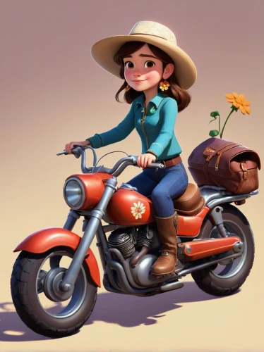flower delivery,agnes,flowers in wheel barrel,countrygirl,toy's story,flowers in basket,cute cartoon image,miguel of coco,travel woman,motorbike,flower basket,cute cartoon character,girl picking flowers,girl with a wheel,motorcycle,toy story,holding flowers,western riding,delivery service,clementine,Conceptual Art,Fantasy,Fantasy 09