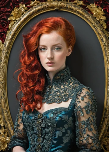 victorian lady,gothic portrait,red-haired,elizabeth i,redhead doll,celtic queen,victorian style,red head,redhair,royal lace,redheads,redheaded,queen anne,red hair,redhead,celtic woman,clary,merida,victorian fashion,mazarine blue,Art,Classical Oil Painting,Classical Oil Painting 17