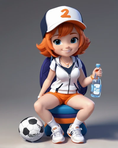 sports girl,orangina,soccer player,hinata,sports drink,cheerleader,anime 3d,fanta,mini rugby,sports toy,mascot,little league,kotobukiya,3d figure,football player,ramune,sporty,zebru,sports uniform,footballer,Unique,3D,3D Character